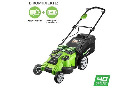 Газонокосилка аккумуляторная Greenworks G40LM49DBK4 Twin Force