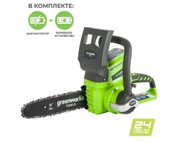 Аккумуляторная цепная пила Greenworks GD24CSK2